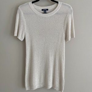 Chaps Soft Short Sleeve Sweater - Ivory - Size Medium